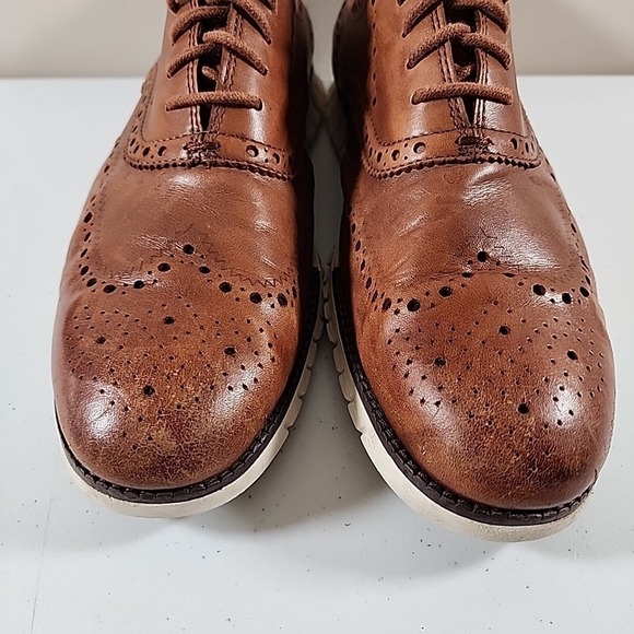 Cole Haan ZeroGrand Wingtip Oxford Shoe Leather British Tan C14493 Mens 11.5 M - Picture 3 of 11